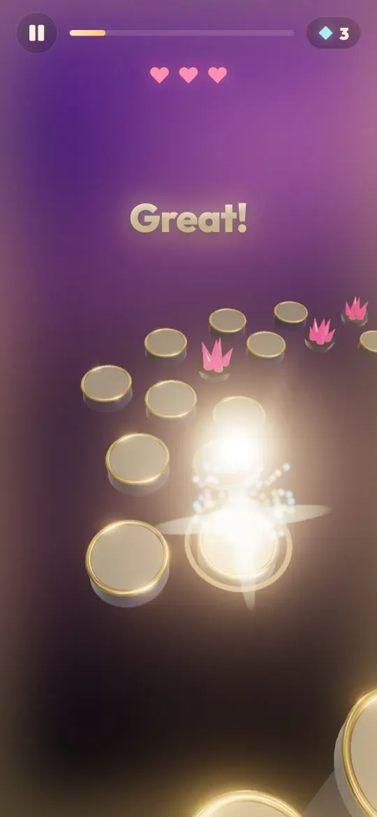 A perfect landing in Beat Ball with the word Great above the ball