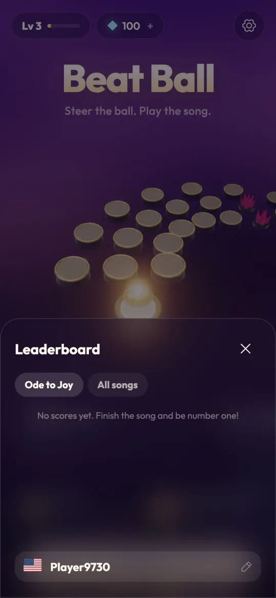 The Beat Ball leaderboard for Ode to Joy